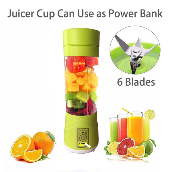 Portable USB Electric Juicer Cup (380ml) - Rechargeable Blender & Protein Shaker with 6 Blades