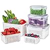 Fridge Fresh Organizer – Stackable Vegetable & Fruit Storage Boxes with Drain Basket (Pack of 3)