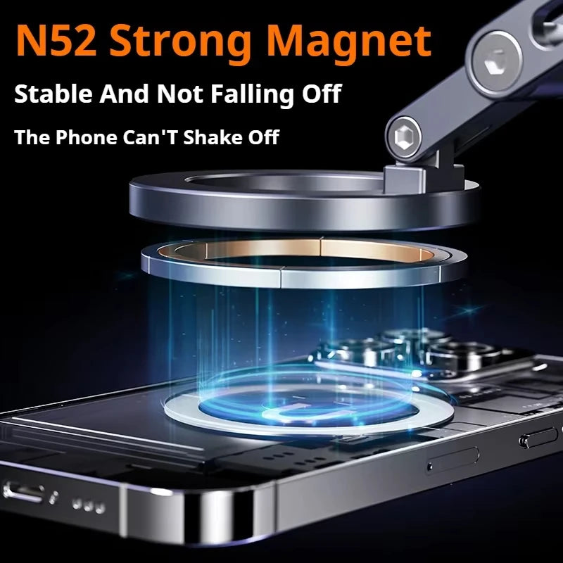 Magnetic Alloy Car Dashboard Phone Holder – 360° Rotation & N52 Grip